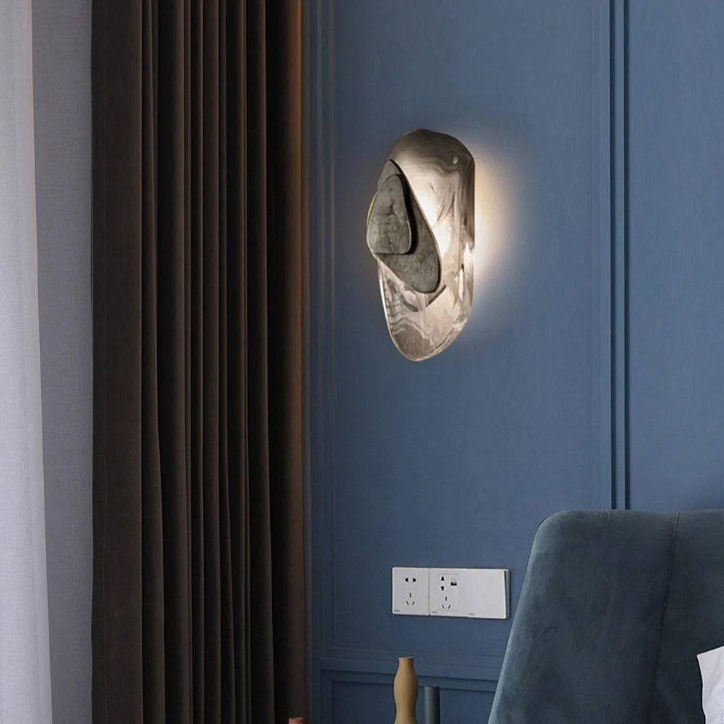 Wall Lamp | Sculpted Swirling Glass & Matte Black Accent | LED Included