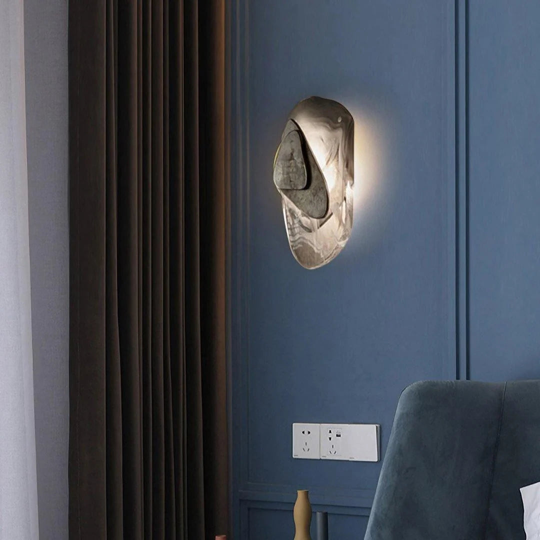 Wall Lamp | Sculpted Swirling Glass & Matte Black Accent | LED Included