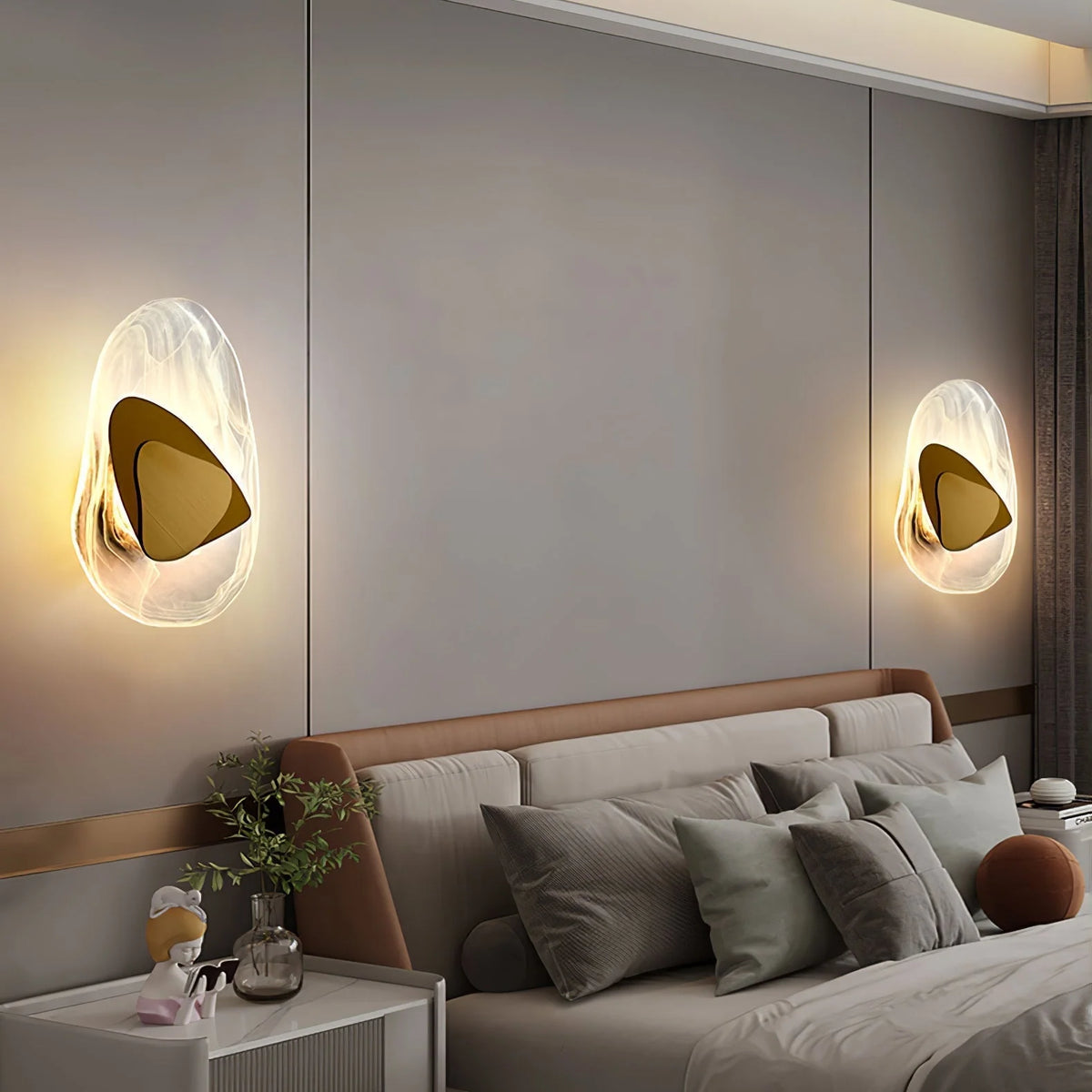 Wall Lamp | Sculpted Swirling Glass & Matte Black Accent | LED Included