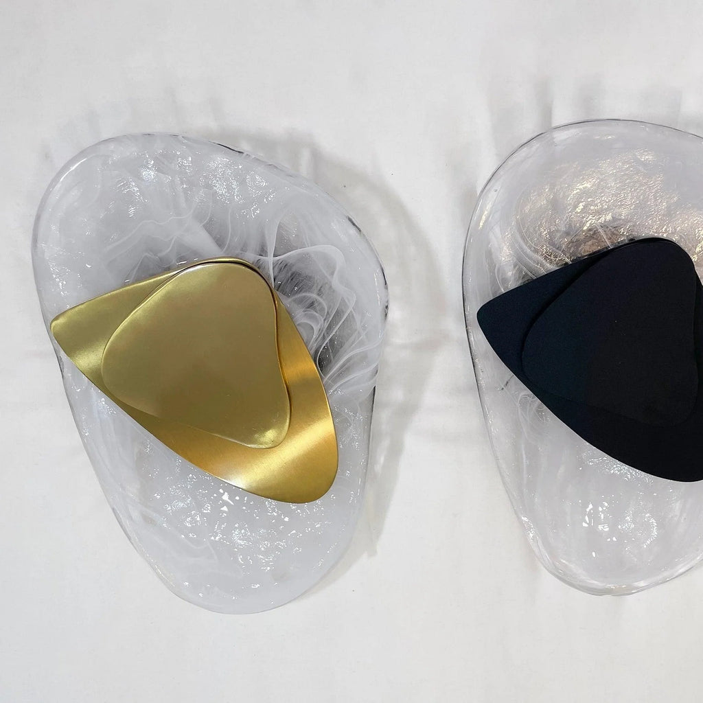 Wall Lamp | Sculpted Swirling Glass & Matte Black Accent | LED Included
