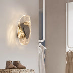 Wall Lamp | Sculpted Swirling Glass & Matte Black Accent | LED Included