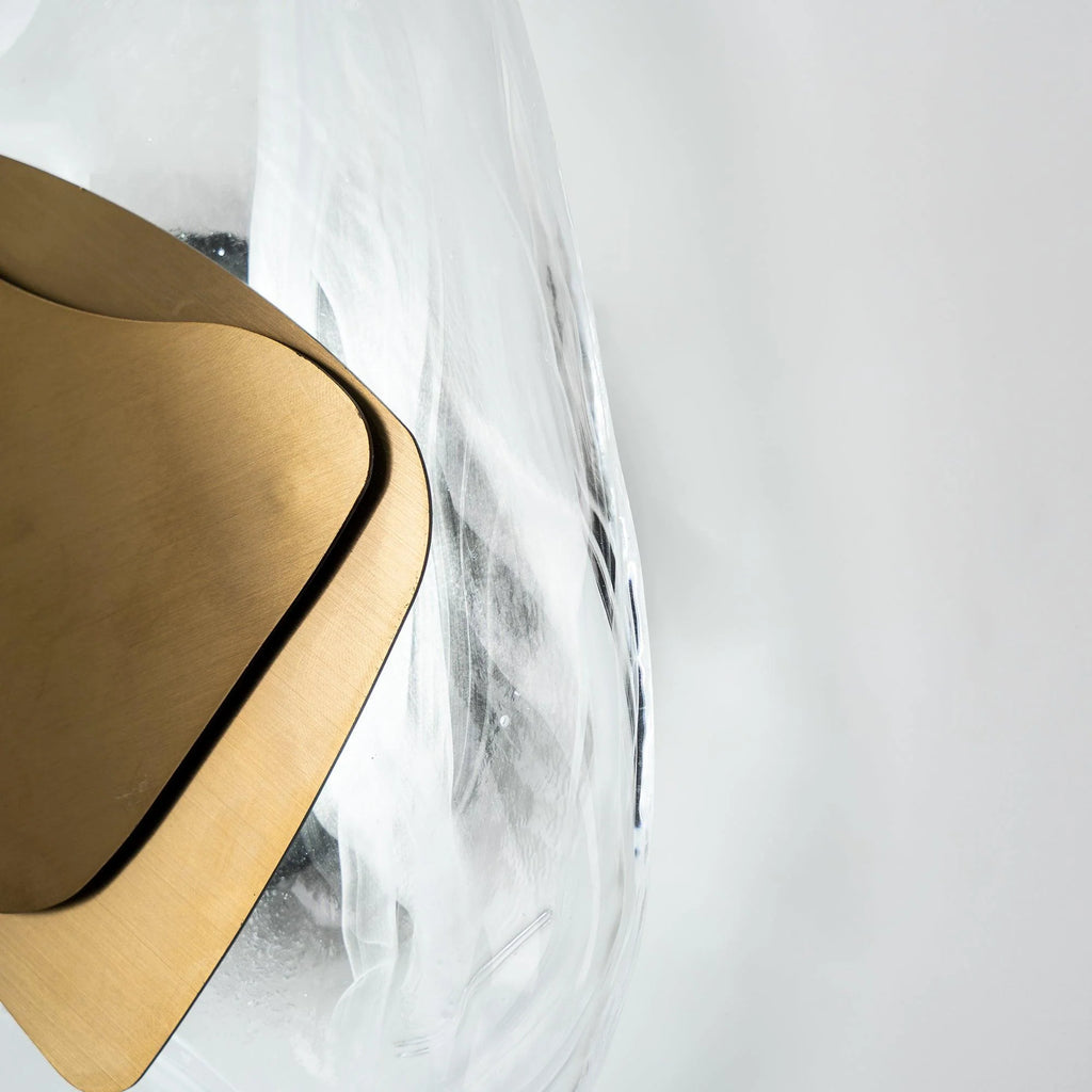 Wall Lamp | Sculpted Swirling Glass & Matte Black Accent | LED Included