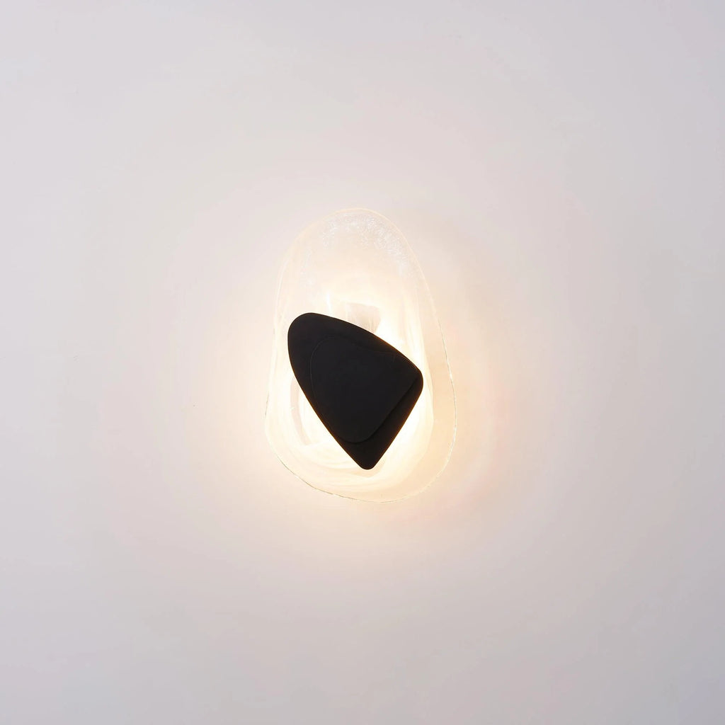 Wall Lamp | Sculpted Swirling Glass & Matte Black Accent | LED Included