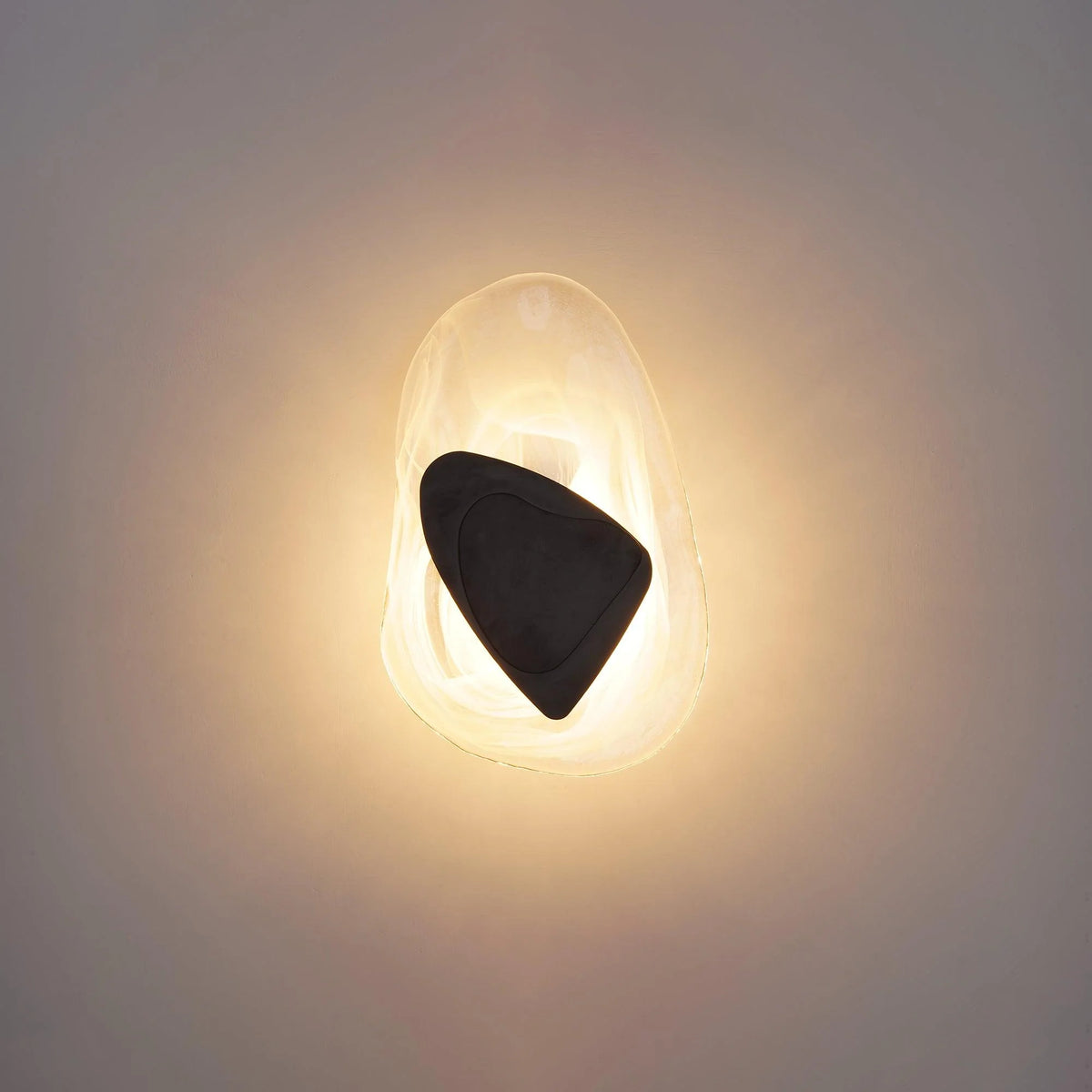 Wall Lamp | Sculpted Swirling Glass & Matte Black Accent | LED Included
