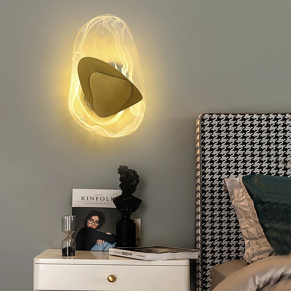 Wall Lamp | Sculpted Swirling Glass & Matte Black Accent | LED Included