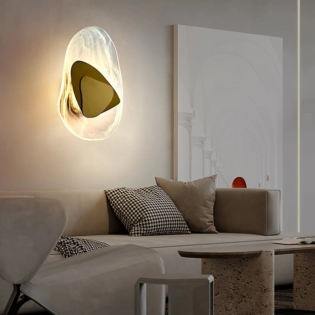 Wall Lamp | Sculpted Swirling Glass & Matte Black Accent | LED Included