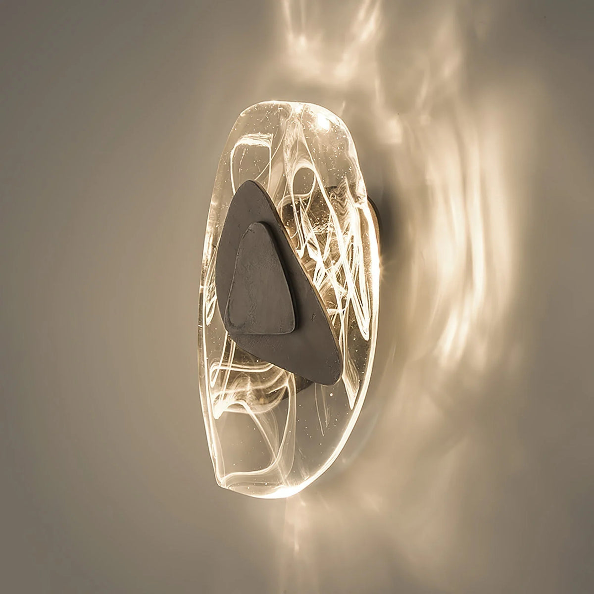 Wall Lamp | Sculpted Swirling Glass & Matte Black Accent | LED Included