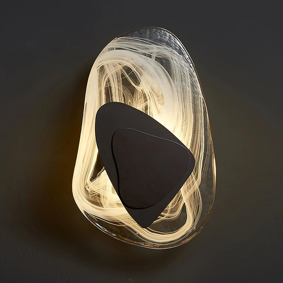 Wall Lamp | Sculpted Swirling Glass & Matte Black Accent | LED Included