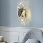 Wall Lamp | Sculpted Swirling Glass & Matte Black Accent | LED Included