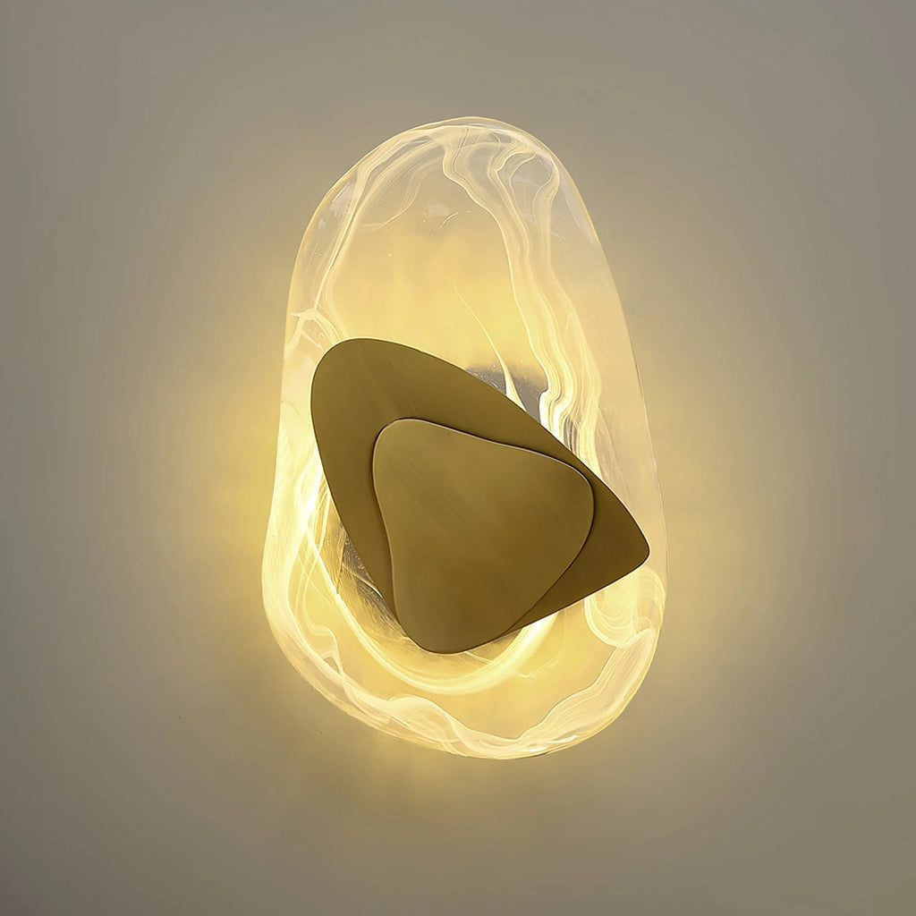 Wall Lamp | Sculpted Swirling Glass & Matte Black Accent | LED Included