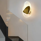 Wall Lamp | Sculpted Swirling Glass & Matte Black Accent | LED Included
