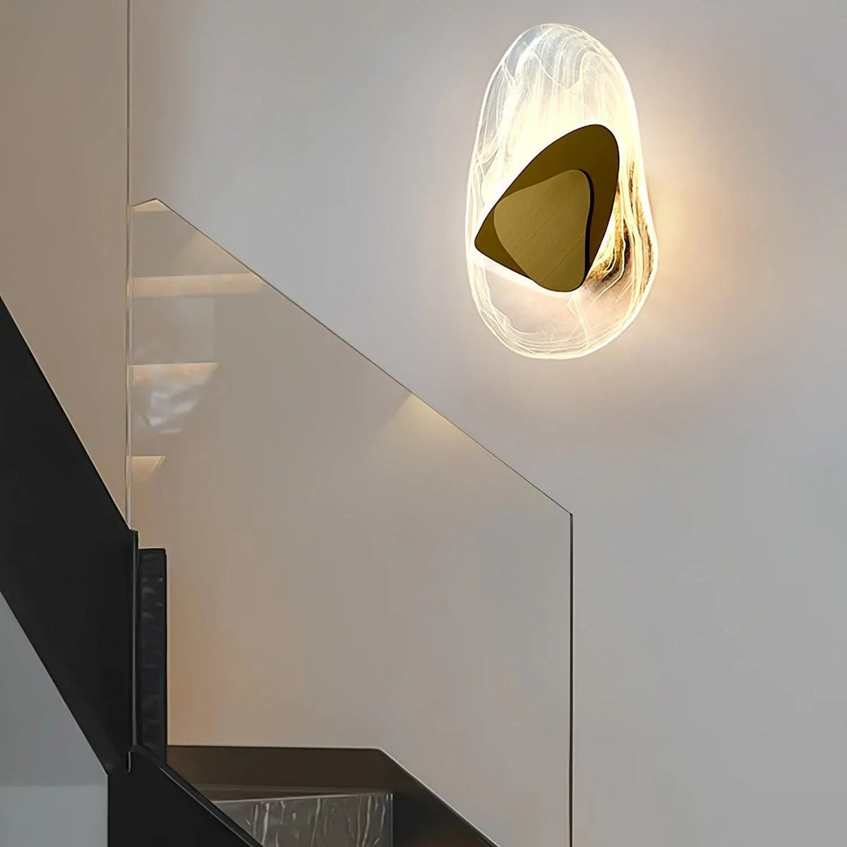 Wall Lamp | Sculpted Swirling Glass & Matte Black Accent | LED Included