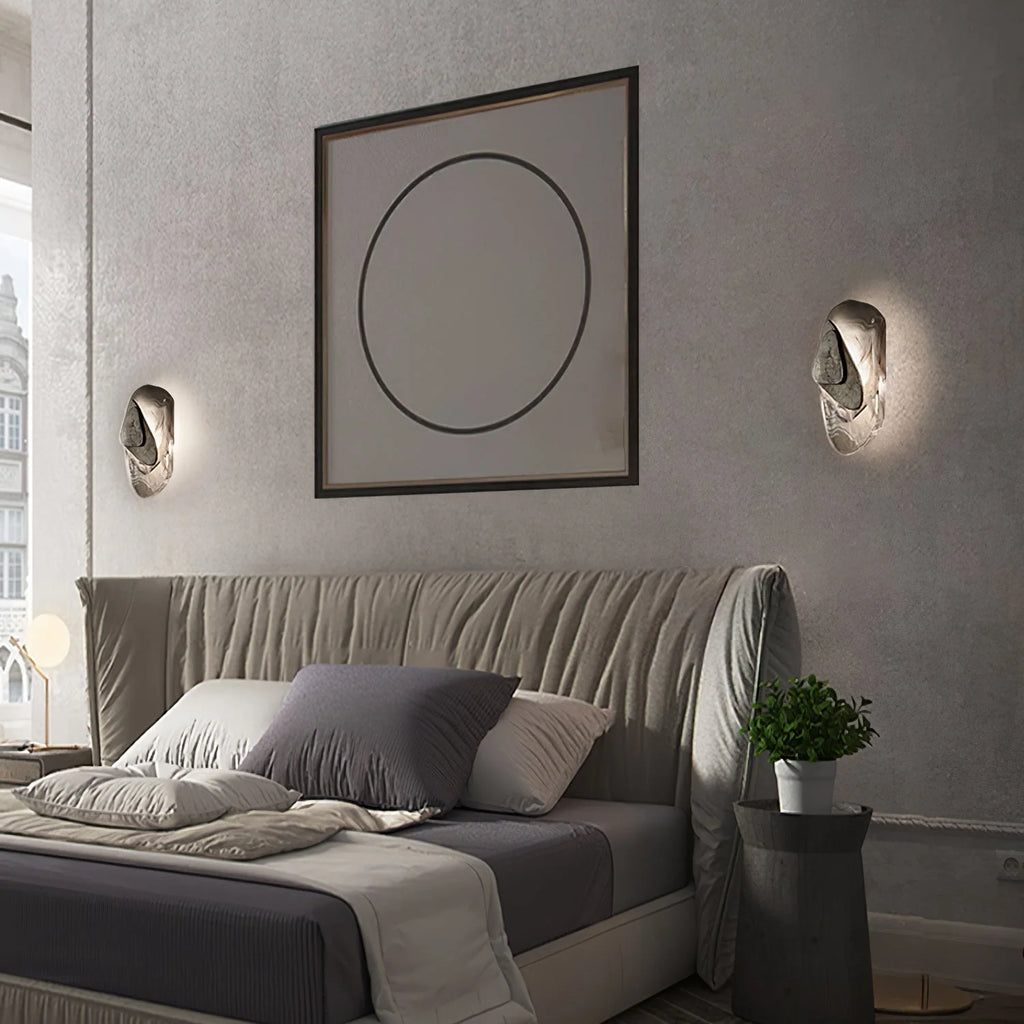 Wall Lamp | Sculpted Swirling Glass & Matte Black Accent | LED Included