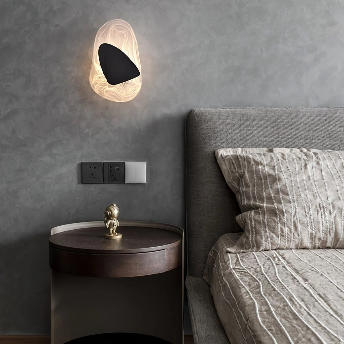Wall Lamp | Sculpted Swirling Glass & Matte Black Accent | LED Included