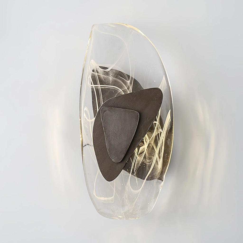 Wall Lamp | Sculpted Swirling Glass & Matte Black Accent | LED Included