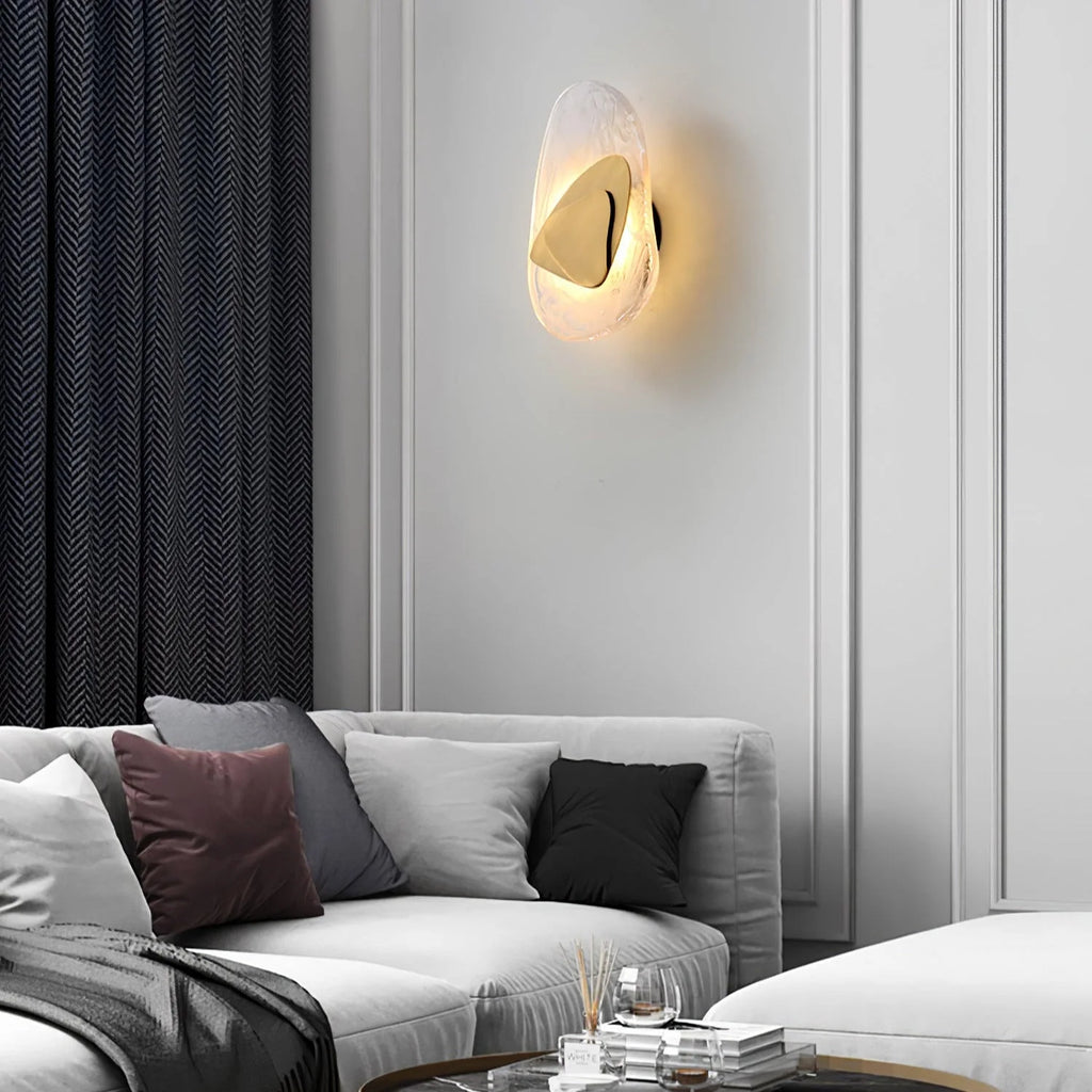 Wall Lamp | Sculpted Swirling Glass & Matte Black Accent | LED Included