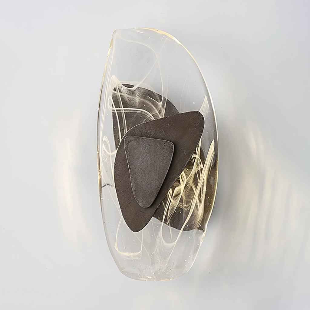 Wall Lamp | Sculpted Swirling Glass & Matte Black Accent | LED Included