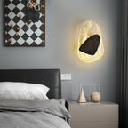 Wall Lamp | Sculpted Swirling Glass & Matte Black Accent | LED Included