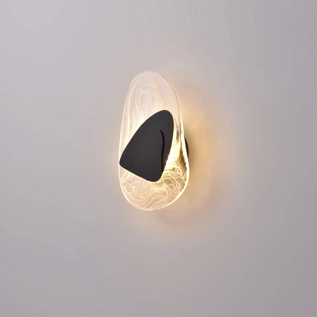Wall Lamp | Sculpted Swirling Glass & Matte Black Accent | LED Included
