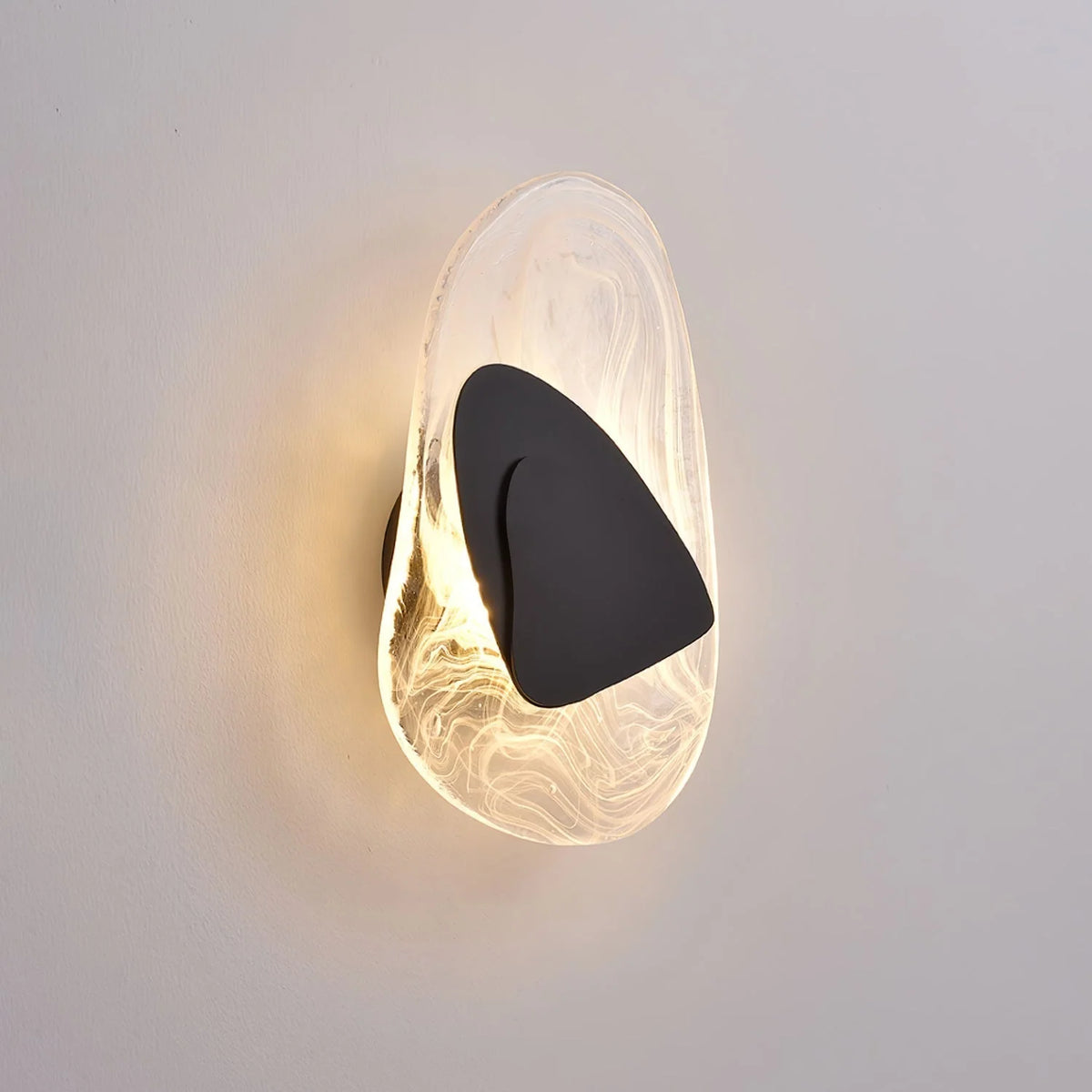 Wall Lamp | Sculpted Swirling Glass & Matte Black Accent | LED Included
