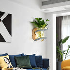 Wall Lamp | Solid Wood, Glass Vase & Integrated LED | Weather-Resistant