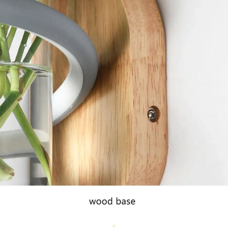 Wall Lamp | Solid Wood, Glass Vase & Integrated LED | Weather-Resistant