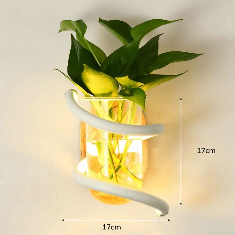 Wall Lamp | Solid Wood, Glass Vase & Integrated LED | Weather-Resistant