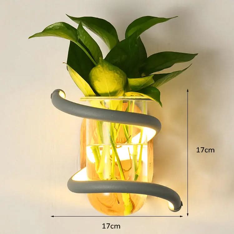Wall Lamp | Solid Wood, Glass Vase & Integrated LED | Weather-Resistant