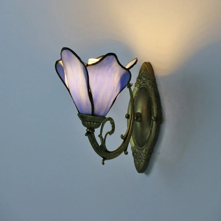 Wall Lamp | Tiffany Stained-Glass Shade & Iron Base