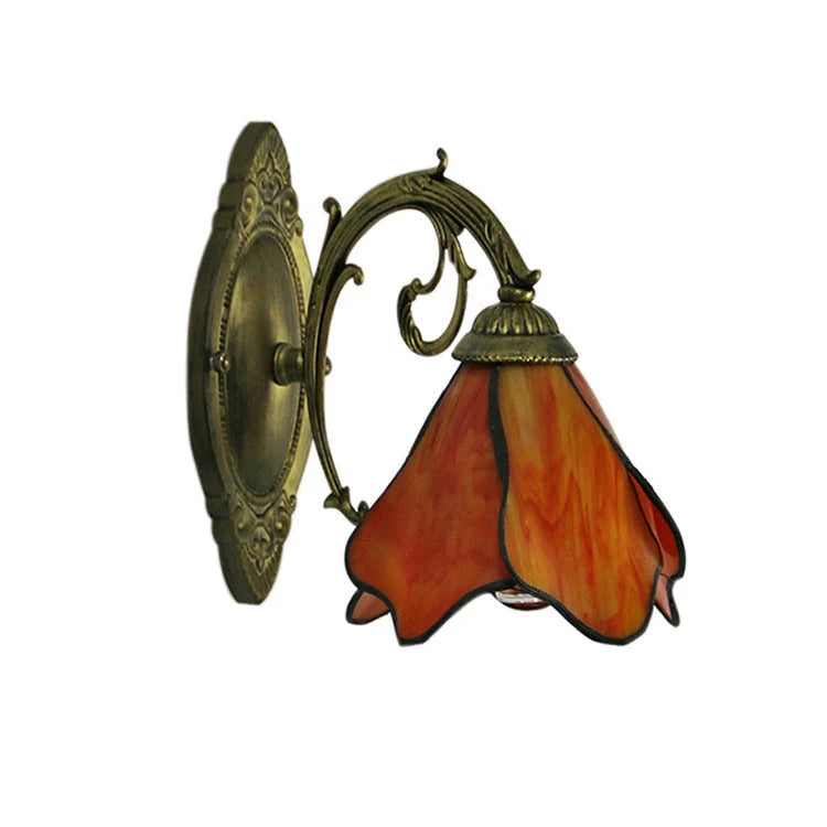 Wall Lamp | Tiffany Stained-Glass Shade & Iron Base