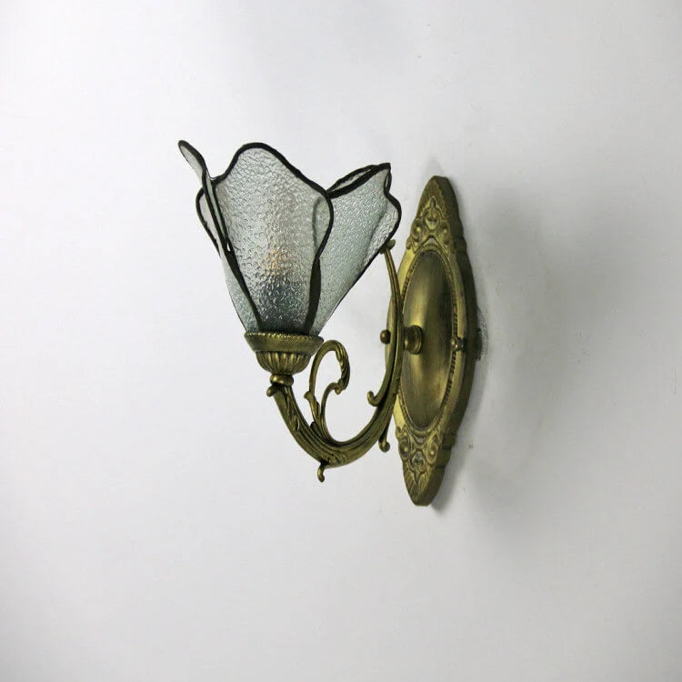Wall Lamp | Tiffany Stained-Glass Shade & Iron Base
