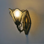 Wall Lamp | Tiffany Stained-Glass Shade & Iron Base