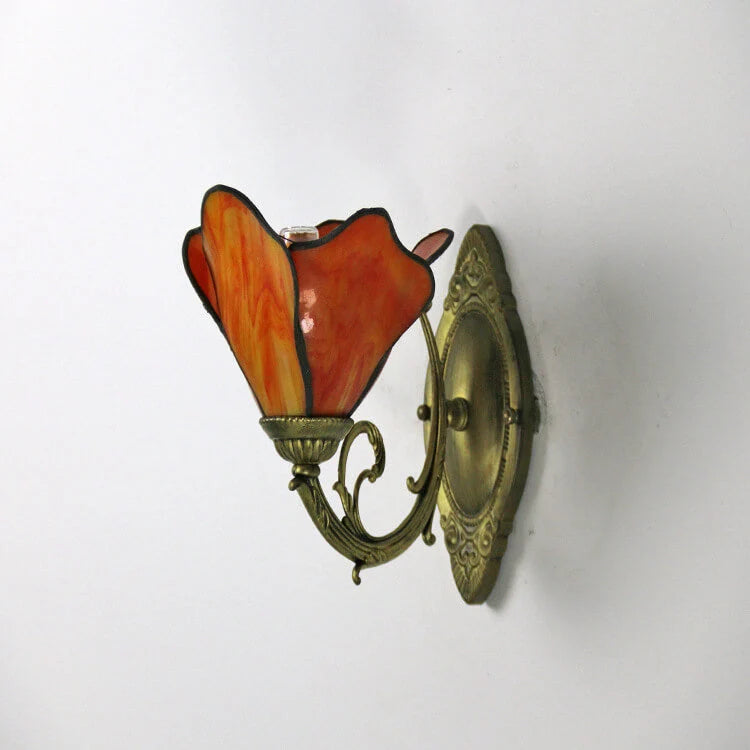 Wall Lamp | Tiffany Stained-Glass Shade & Iron Base