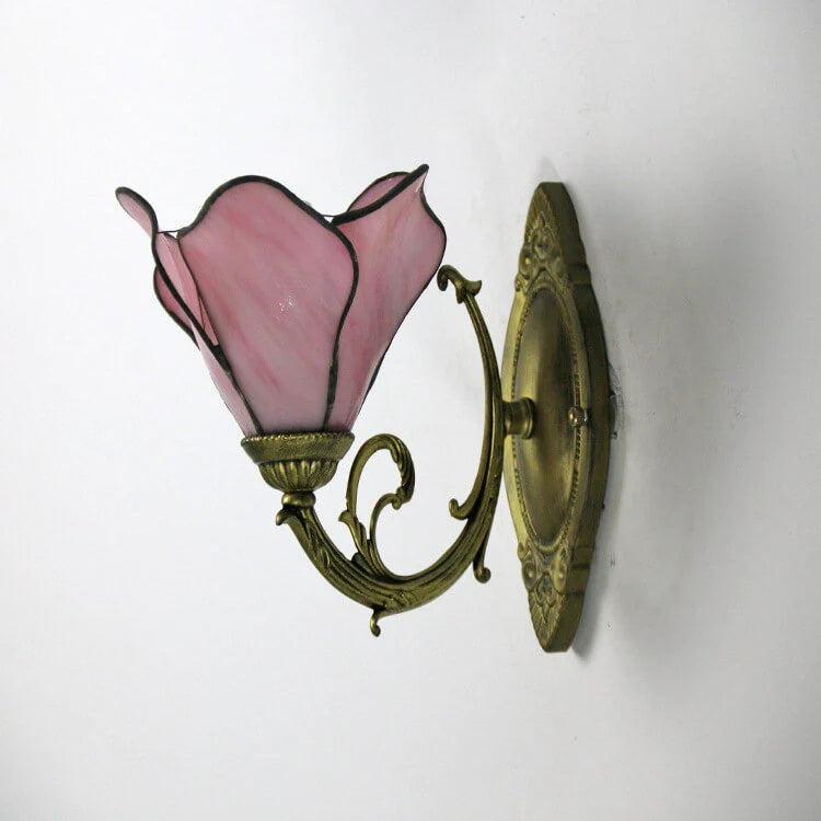 Wall Lamp | Tiffany Stained-Glass Shade & Iron Base