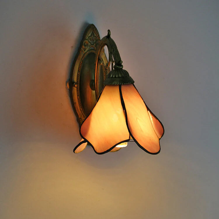 Wall Lamp | Tiffany Stained-Glass Shade & Iron Base