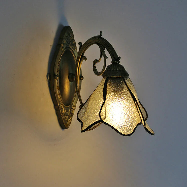 Wall Lamp | Tiffany Stained-Glass Shade & Iron Base
