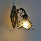 Wall Lamp | Tiffany Stained-Glass Shade & Iron Base