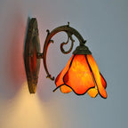 Wall Lamp | Tiffany Stained-Glass Shade & Iron Base