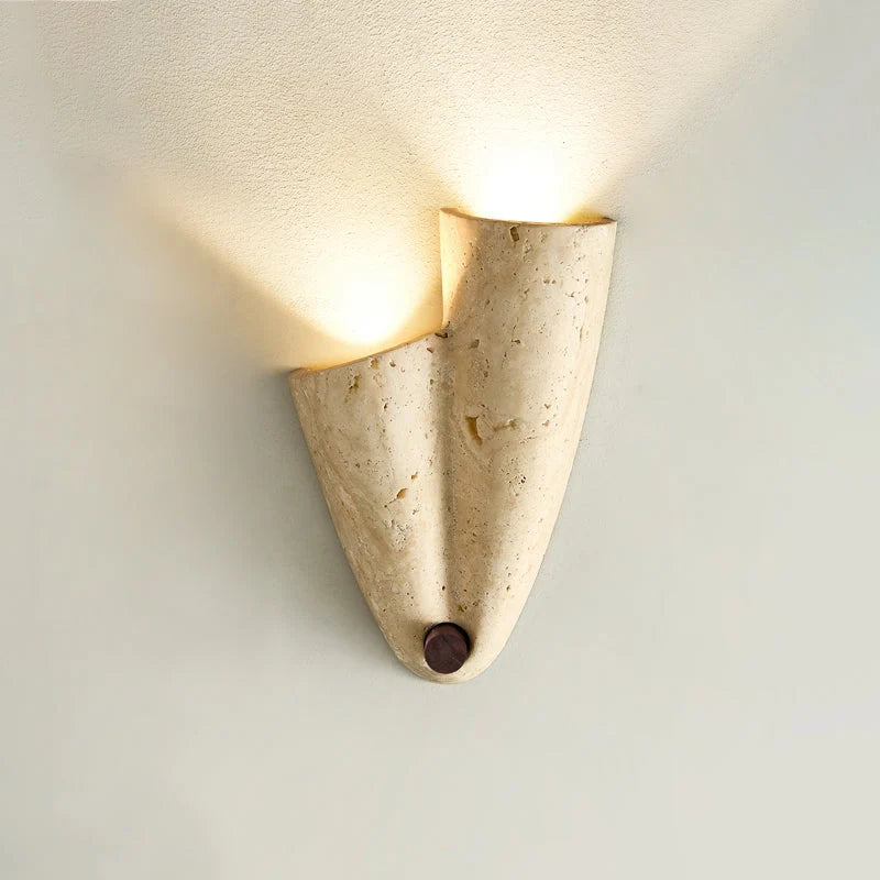 Wall Lamp | Travertine Body & IP20 Moisture-Resistant | 27 cm Height