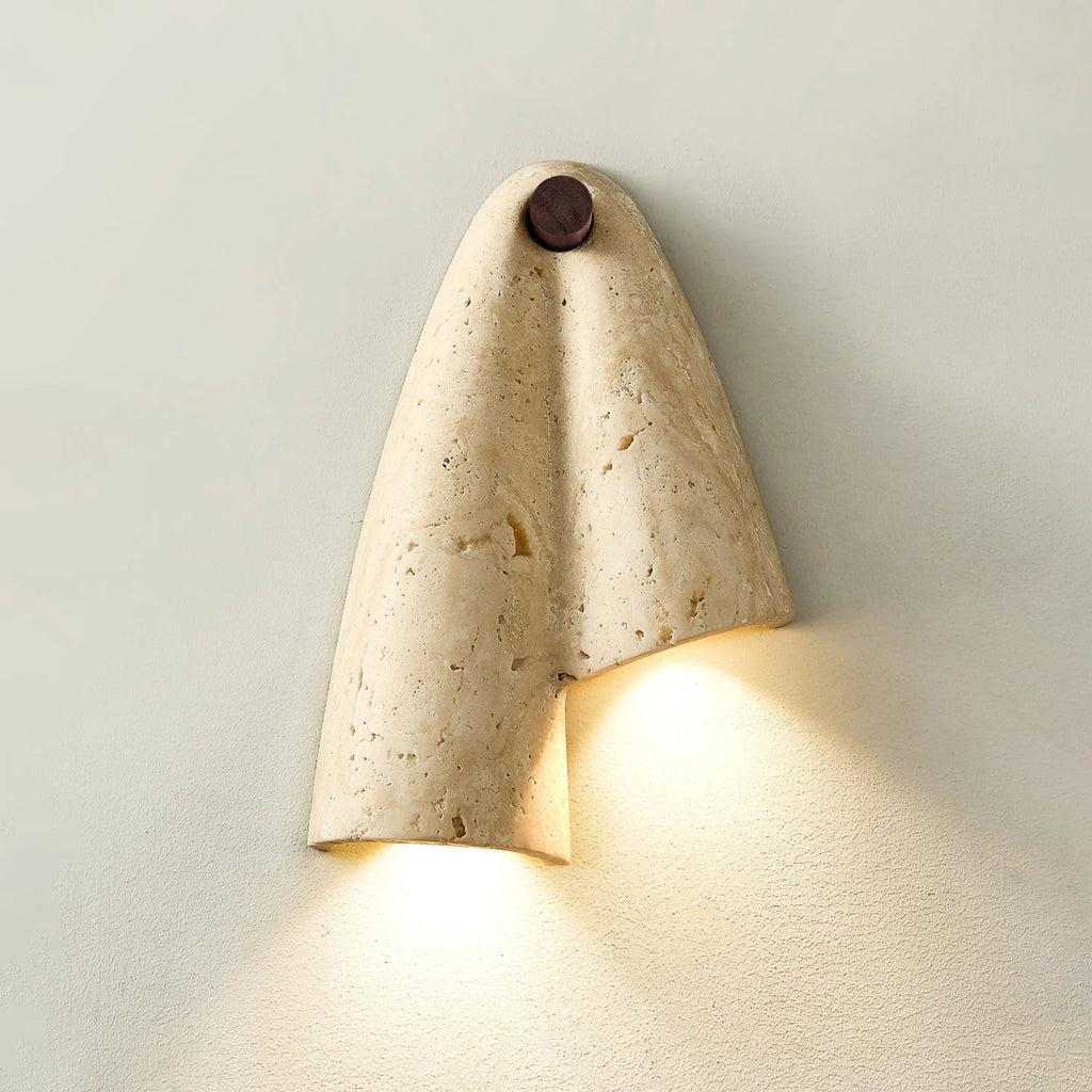 Wall Lamp | Travertine Body & IP20 Moisture-Resistant | 27 cm Height