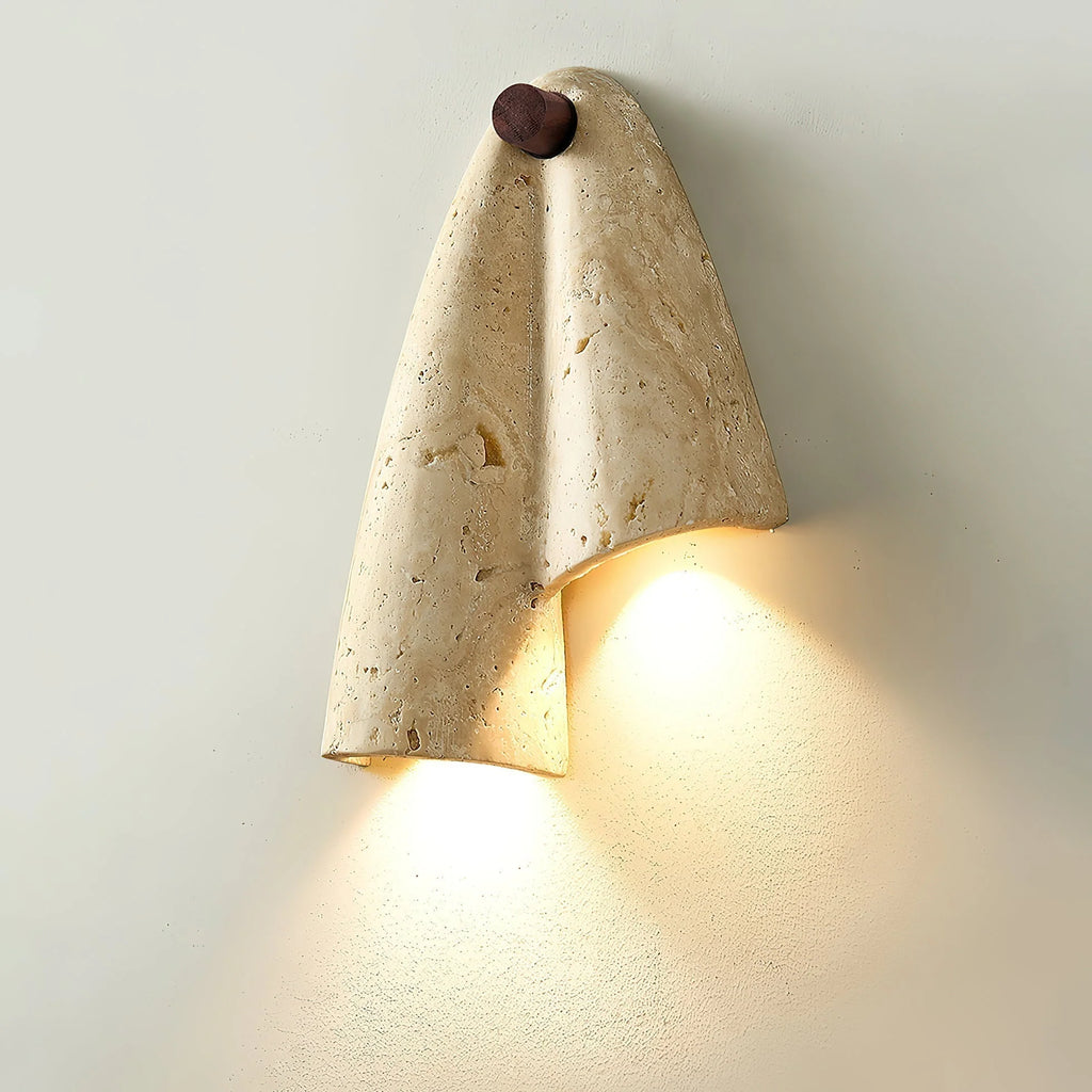 Wall Lamp | Travertine Body & IP20 Moisture-Resistant | 27 cm Height