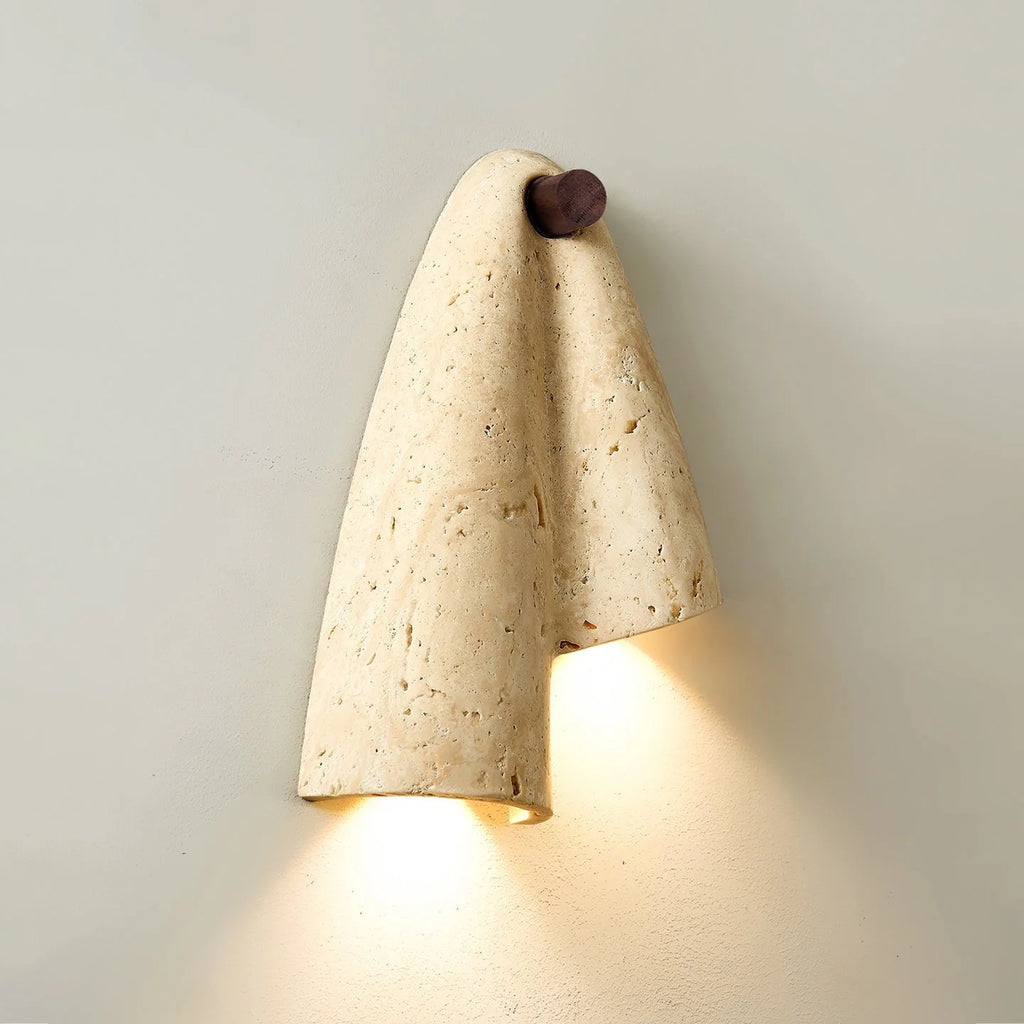 Wall Lamp | Travertine Body & IP20 Moisture-Resistant | 27 cm Height