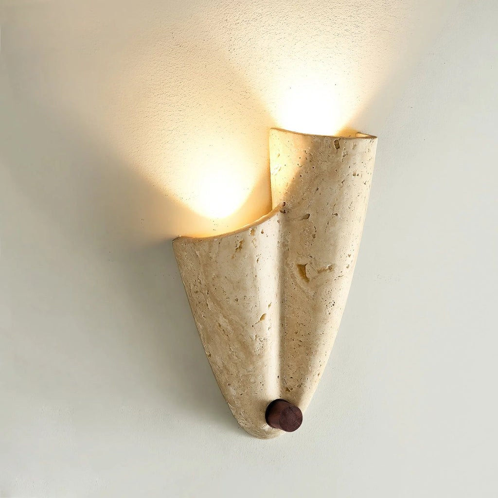 Wall Lamp | Travertine Body & IP20 Moisture-Resistant | 27 cm Height