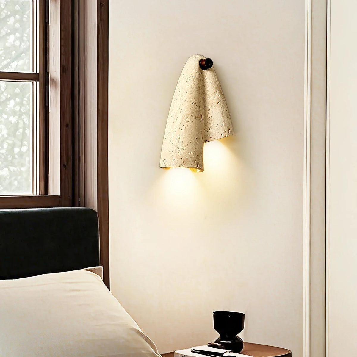 Wall Lamp | Travertine Body & IP20 Moisture-Resistant | 27 cm Height