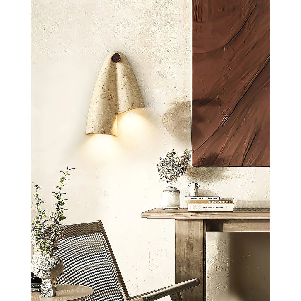 Wall Lamp | Travertine Body & IP20 Moisture-Resistant | 27 cm Height