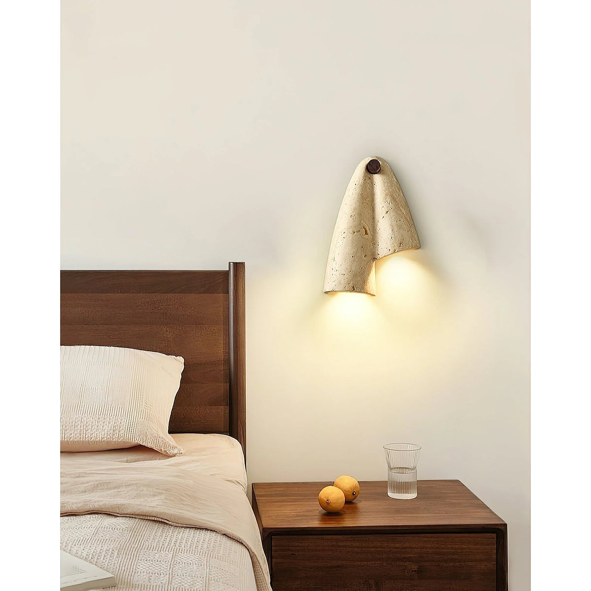 Wall Lamp | Travertine Body & IP20 Moisture-Resistant | 27 cm Height