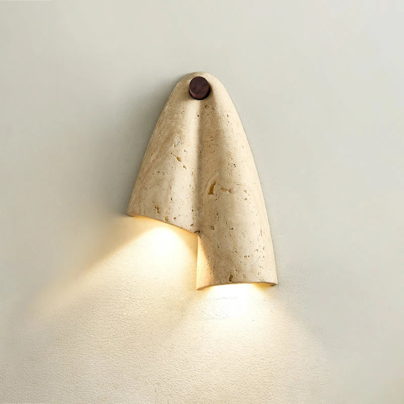 Wall Lamp | Travertine Body & IP20 Moisture-Resistant | 27 cm Height