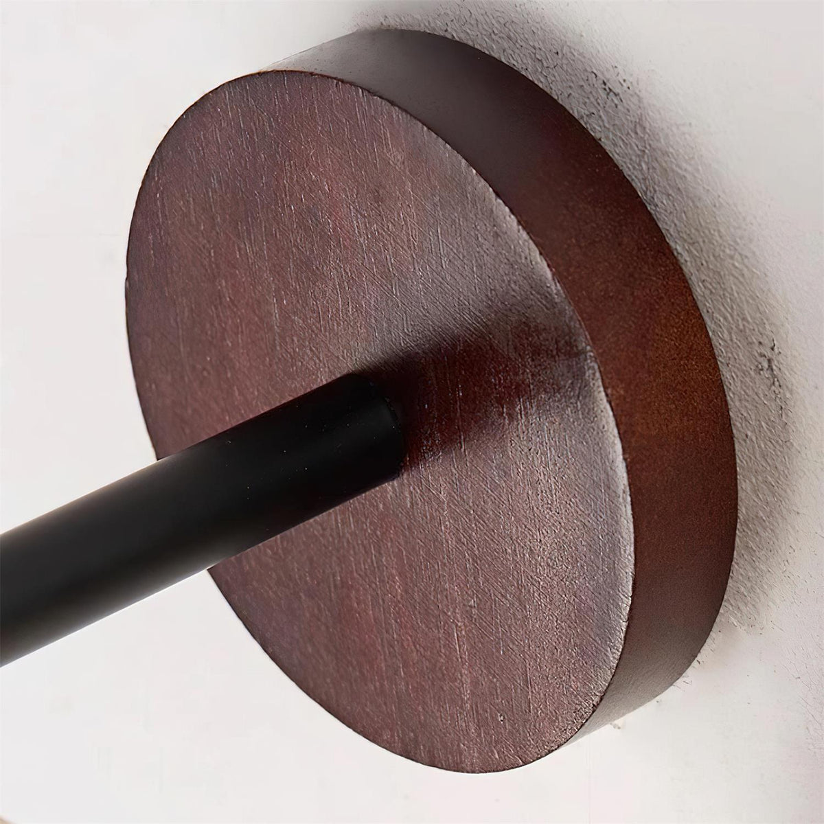 Wall Lamp | Travertine Shade, Wood Backplate & Frosted Glass Globe | Hardwired