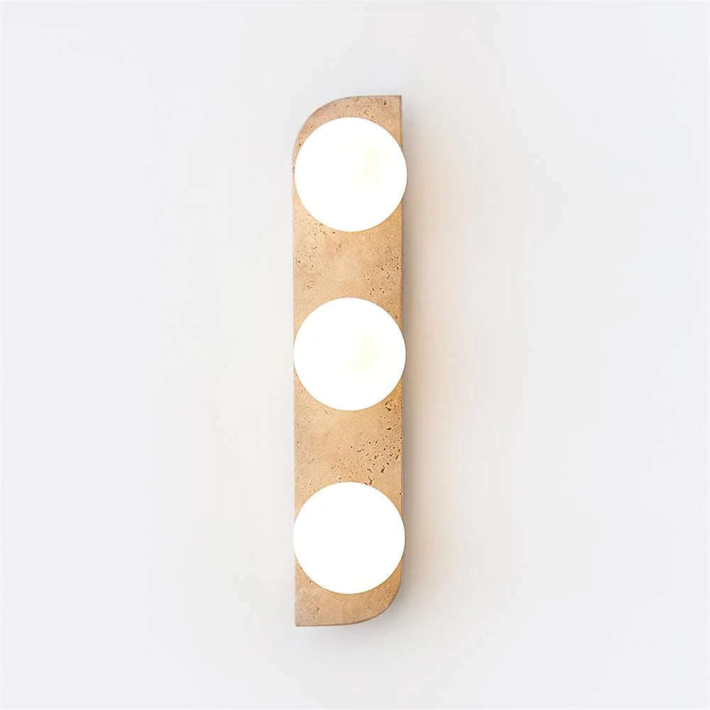Wall Lamp | Travertine Stone & Wood Damp-Rated | Single/Double/Triple Options