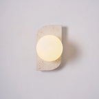 Wall Lamp | Travertine Stone & Wood Damp-Rated | Single/Double/Triple Options